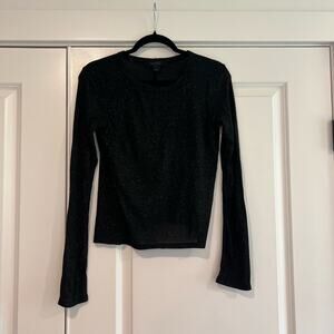 Allsaints Women's Black Longsleeve Top with Gold Shimmer Size‎ 4